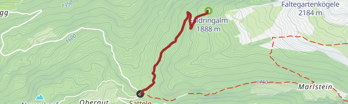 Route map: 6051 Sattele-Feldring Alm